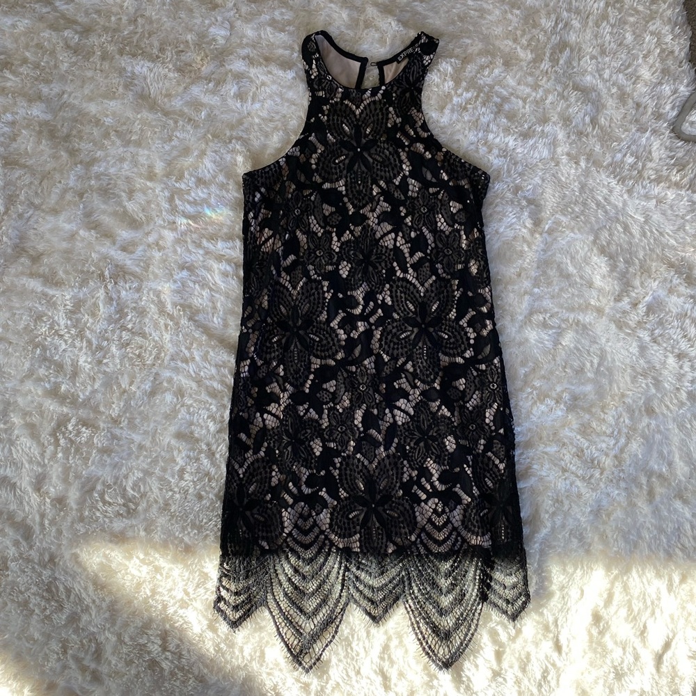 Express Nude/black lace tank dress NWOT